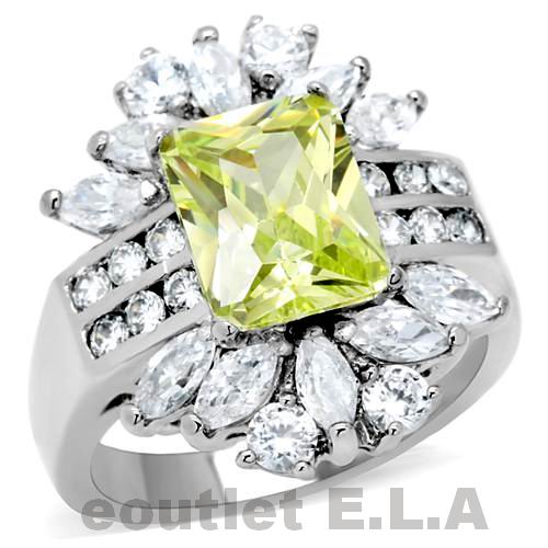 5.26CT CRT PERIDOT CLUSTER STAINLESS STEEL RING-6 sizes